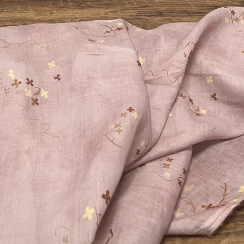 Vintage Sewing Textile - Tela de lino boho de ramie,